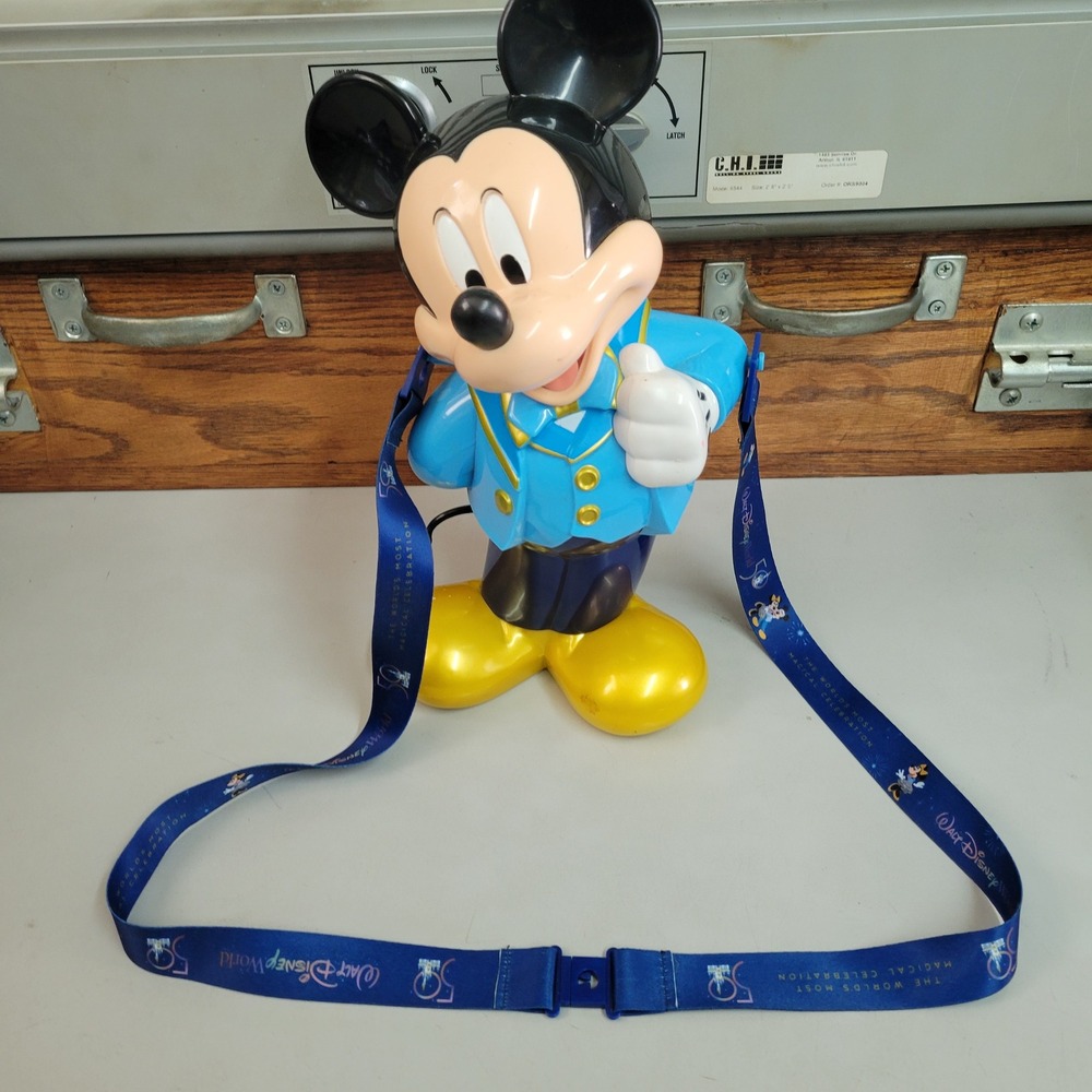 Disney Parks Mickey Mouse 50th Anniversary Popcorn Bucket Lanyard WDW 2021 Blue